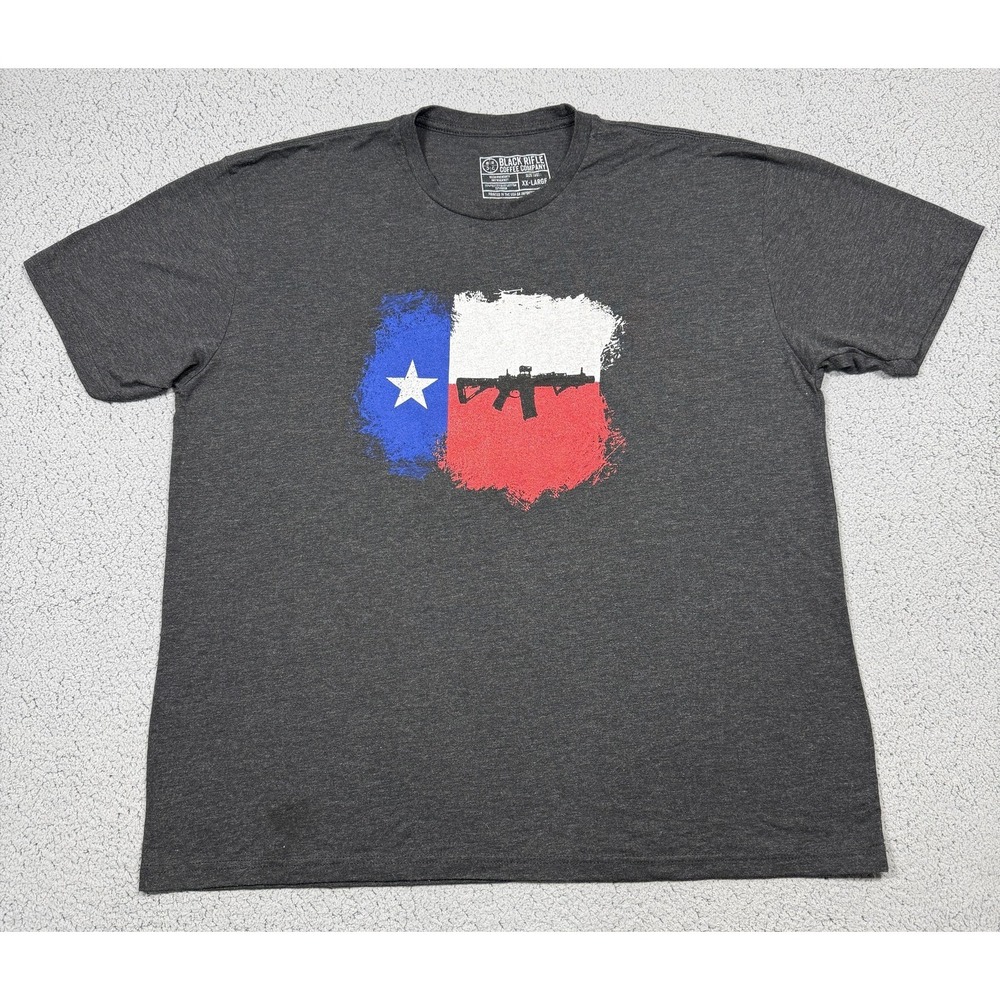 Black Rifle Coffee Company Shirt Mens 2XL Black Texas Rifle Flag Graphic Tee USA